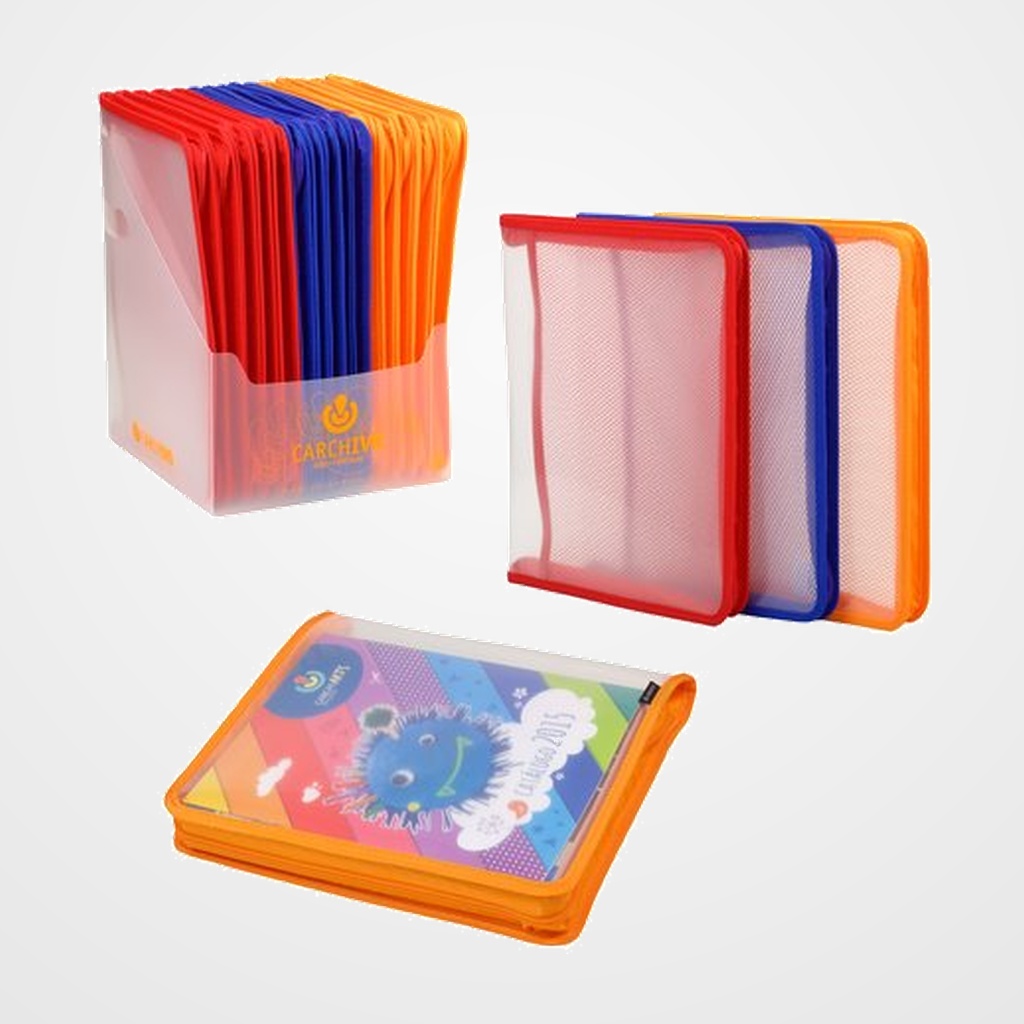 CARPETA PORTADOCUMENTOS CARCHIVO PP DIAGONAL Fº con CREMALLERA Y BOLSILLO SURTIDO (3 col.)