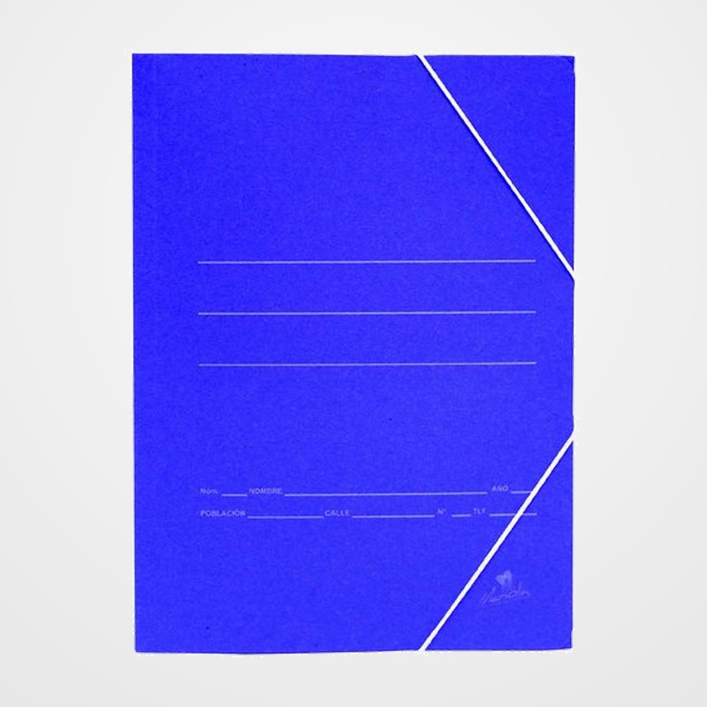 CARPETA de GOMAS y SOLAPAS CARTON Fº AZUL