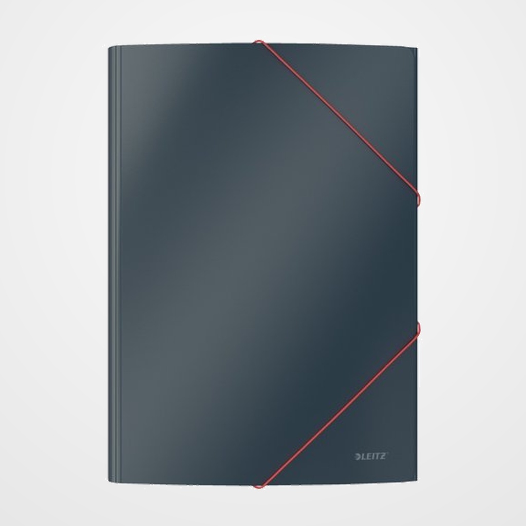 CARPETA de GOMAS y SOLAPAS LEITZ COSY CARTON A4 GRIS
