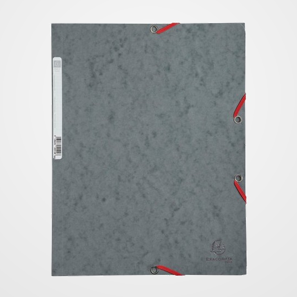 CARPETA de GOMAS y SOLAPAS EXACOMPTA AUTENTICA CARTULINA LUSTRADA A4 con ETIQUETA GRIS