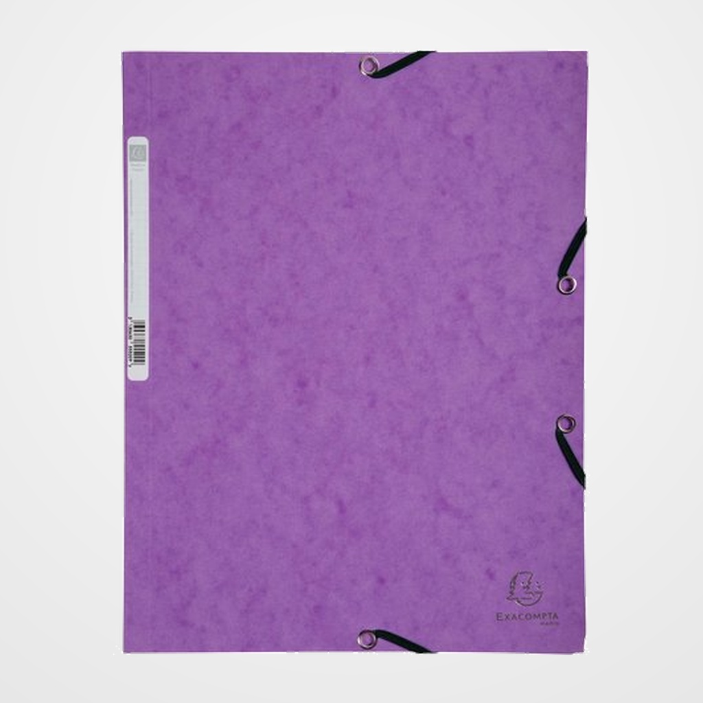 CARPETA de GOMAS y SOLAPAS EXACOMPTA AUTENTICA CARTULINA LUSTRADA A4 con ETIQUETA MORADO