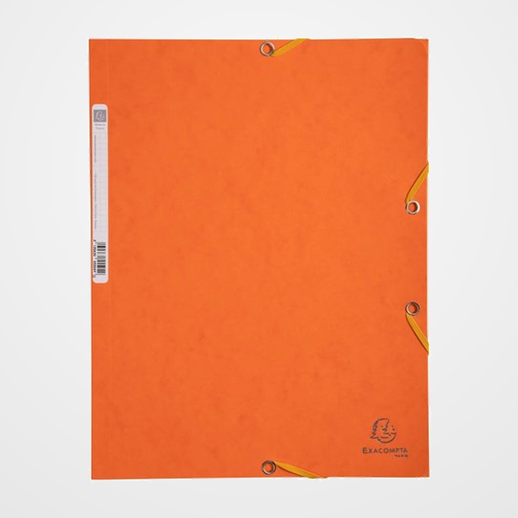 CARPETA de GOMAS y SOLAPAS EXACOMPTA AUTENTICA CARTULINA LUSTRADA A4 con ETIQUETA NARANJA