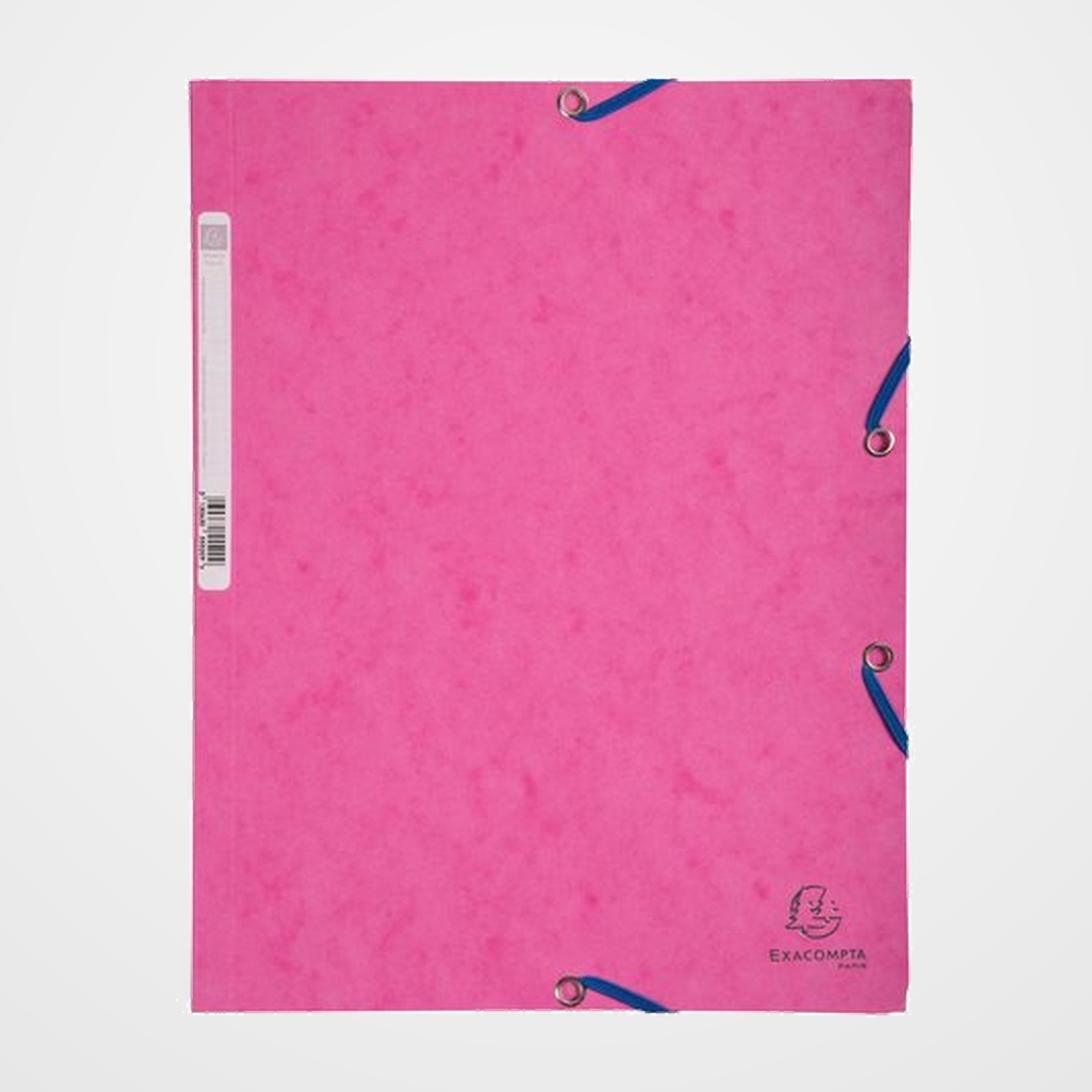 CARPETA de GOMAS y SOLAPAS EXACOMPTA AUTENTICA CARTULINA LUSTRADA A4 con ETIQUETA ROSA