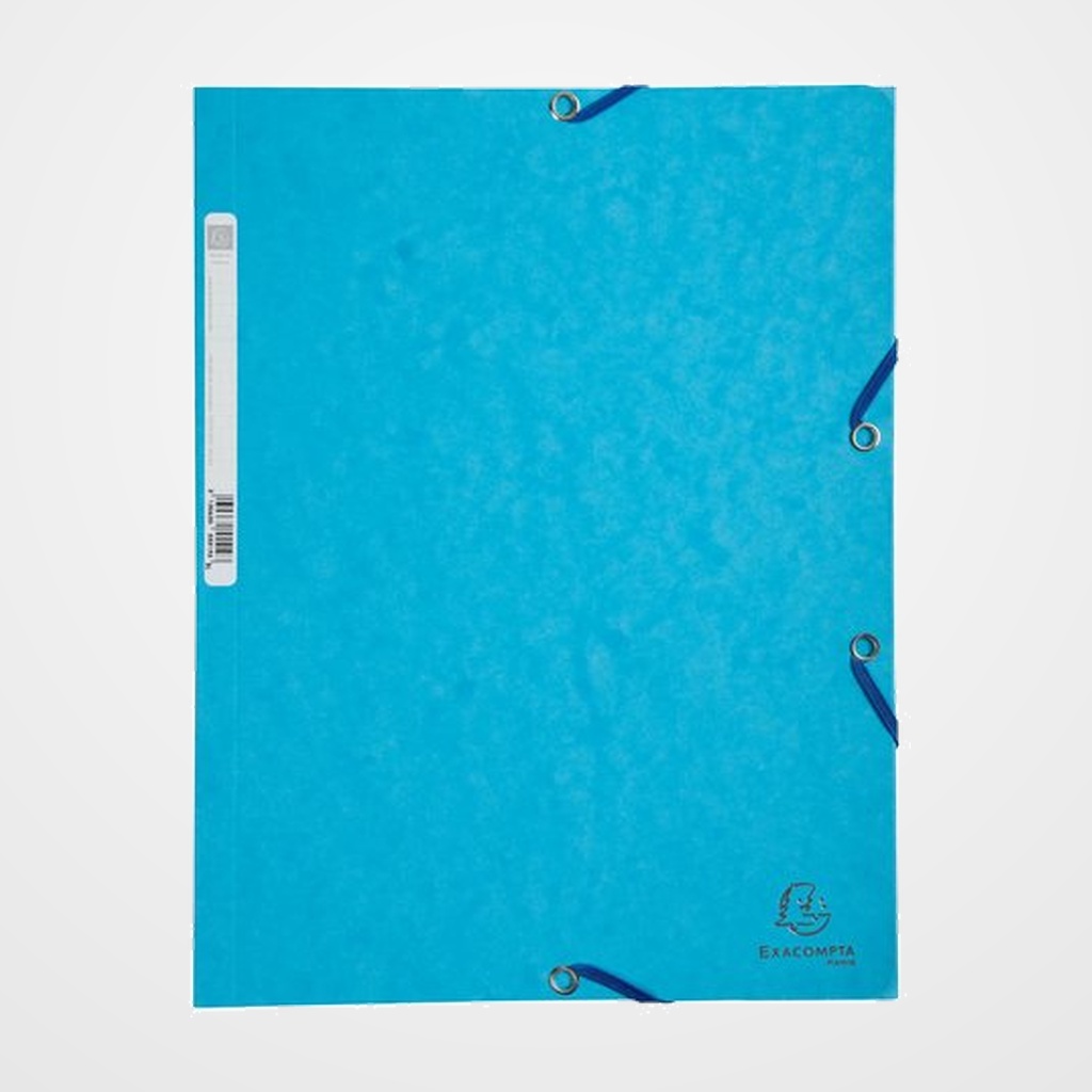 CARPETA de GOMAS y SOLAPAS EXACOMPTA AUTENTICA CARTULINA LUSTRADA A4 con ETIQUETA TURQUESA