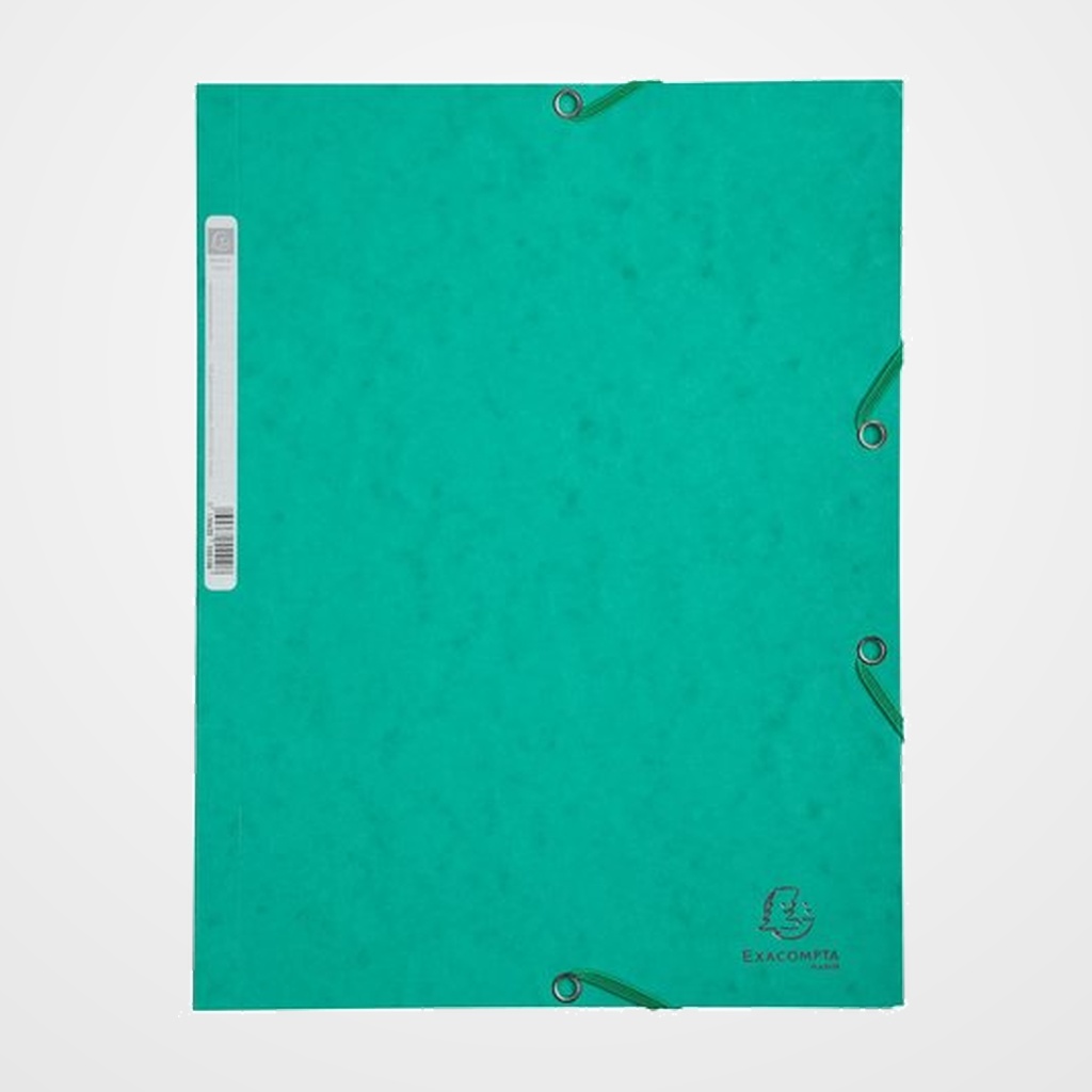 CARPETA de GOMAS y SOLAPAS EXACOMPTA AUTENTICA CARTULINA LUSTRADA A4 con ETIQUETA VERDE