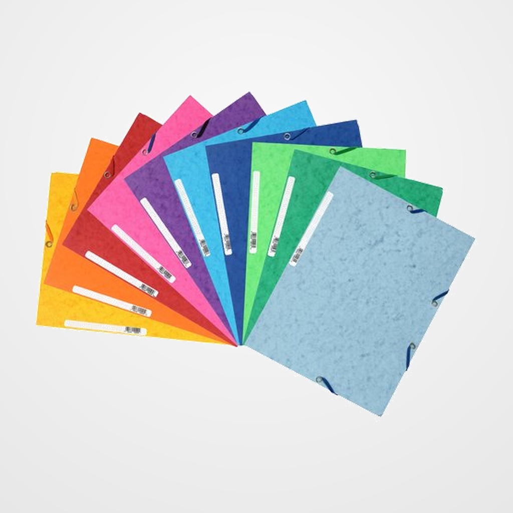 CARPETA de GOMAS y SOLAPAS EXACOMPTA LUSTRADA CARTULINA 400g A4 con ETIQUETA SURTIDO (10 col.)