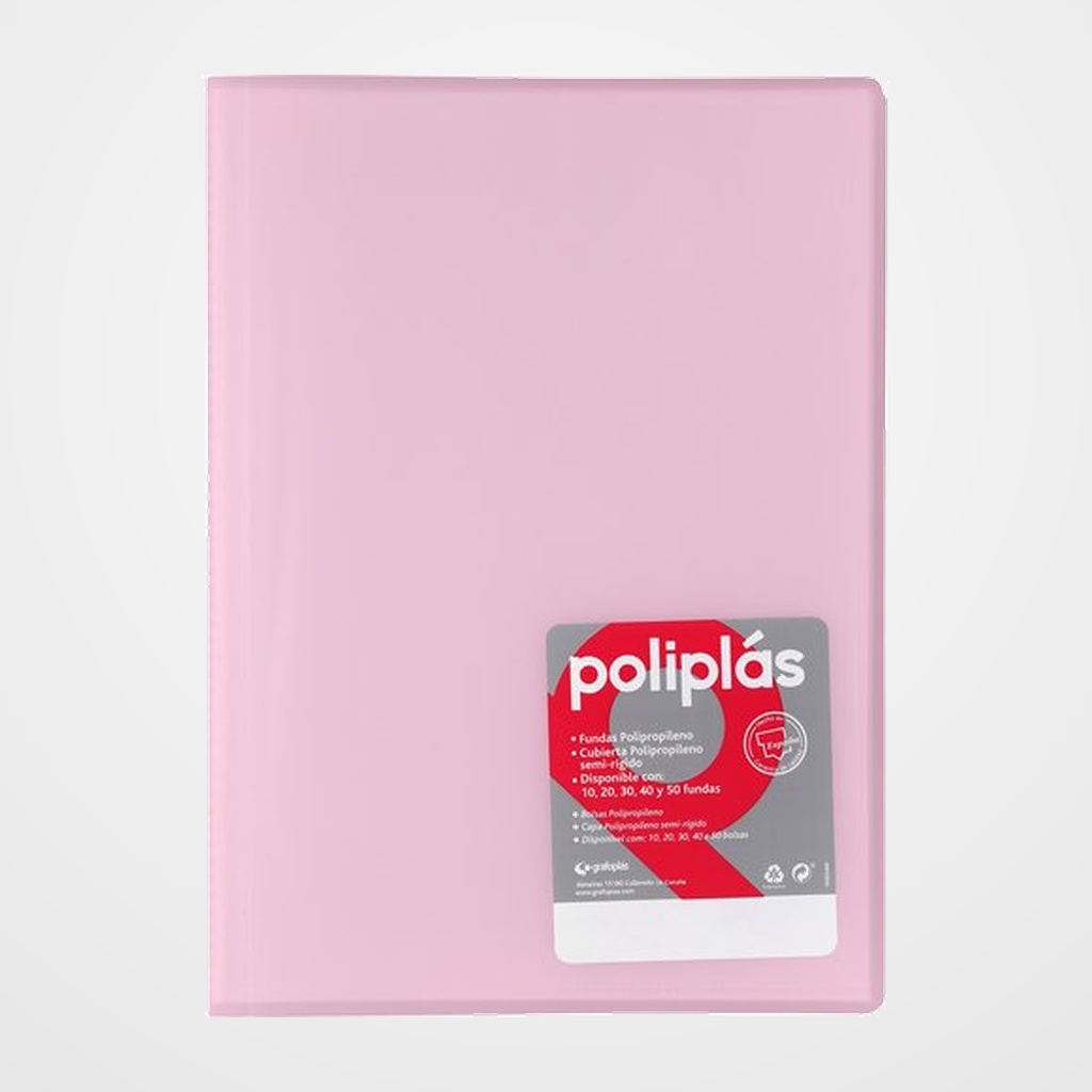 CARPETA FUNDAS (TARIFARIO) GRAFOPLAS PP FLEXIBLE POLIPLAS TRANS. Fº 10 F. ROSA SOFT