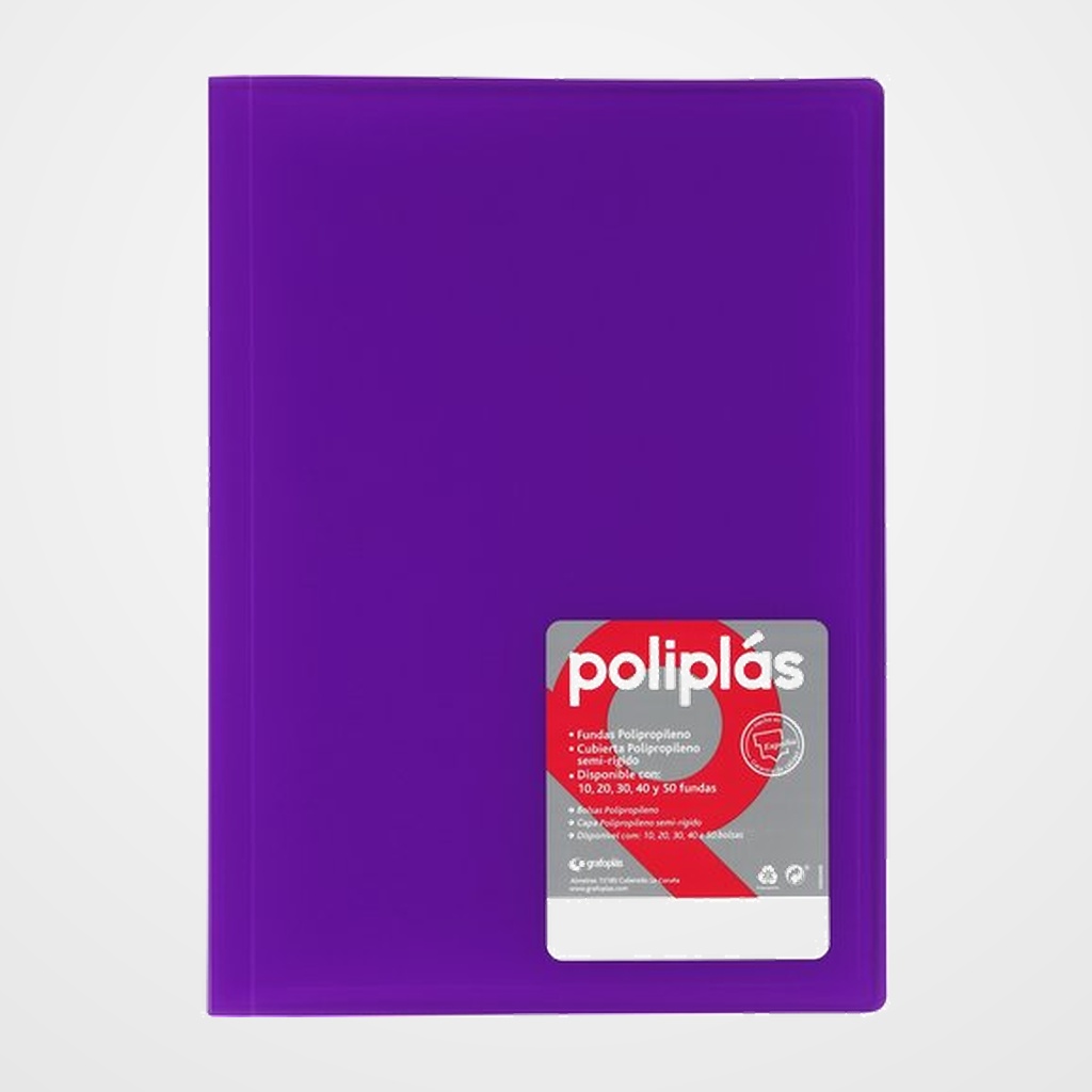 CARPETA FUNDAS (TARIFARIO) GRAFOPLAS PP FLEXIBLE POLIPLAS TRANS. Fº 20 F. MALVA