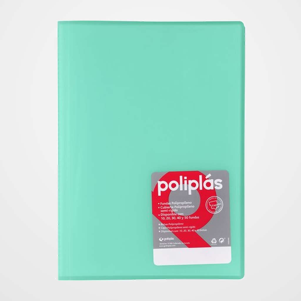 CARPETA FUNDAS (TARIFARIO) GRAFOPLAS PP FLEXIBLE POLIPLAS TRANS. Fº 20 F. MINT