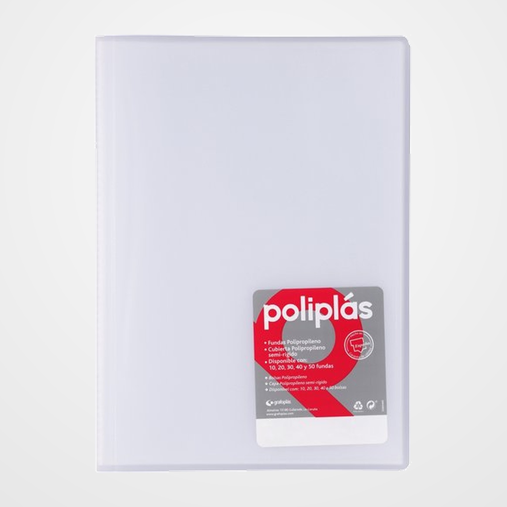 CARPETA FUNDAS (TARIFARIO) GRAFOPLAS PP FLEXIBLE POLIPLAS TRANS. Fº 20 F. CRISTAL