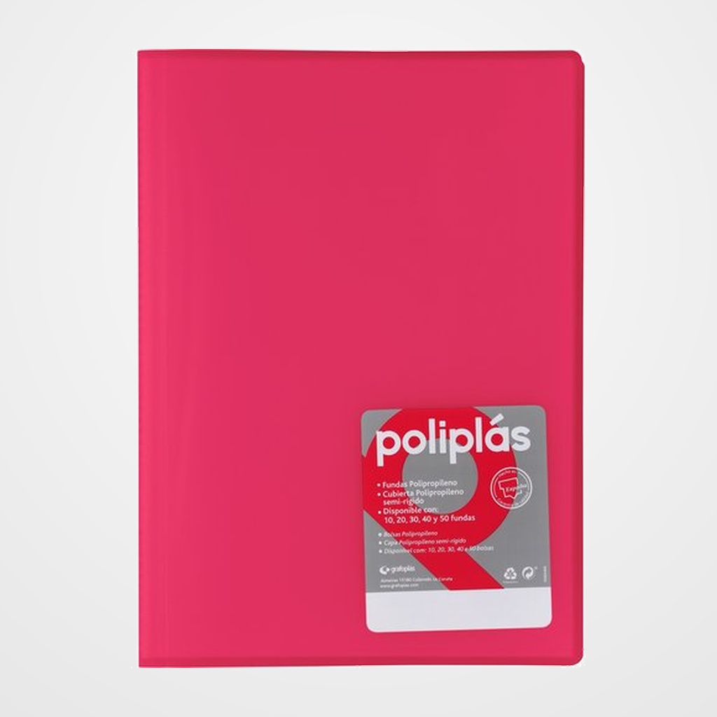CARPETA FUNDAS (TARIFARIO) GRAFOPLAS PP FLEXIBLE POLIPLAS TRANS. Fº 30 F. FUCSIA