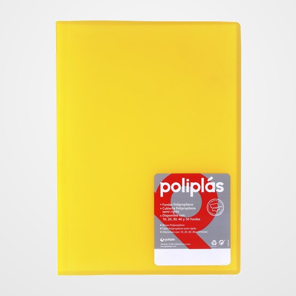 CARPETA FUNDAS (TARIFARIO) GRAFOPLAS PP FLEXIBLE POLIPLAS TRANS. Fº 50 F. AMARILLO