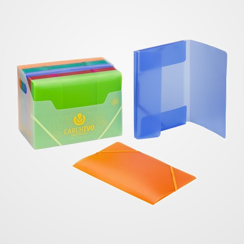 CARPETA de GOMAS y SOLAPAS CARCHIVO PP TRANS. 4º FLUOR