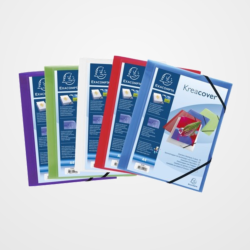 CARPETA de GOMAS y SOLAPAS EXACOMPTA KREACOVER PP TRANSLUCIDO A4 AZUL