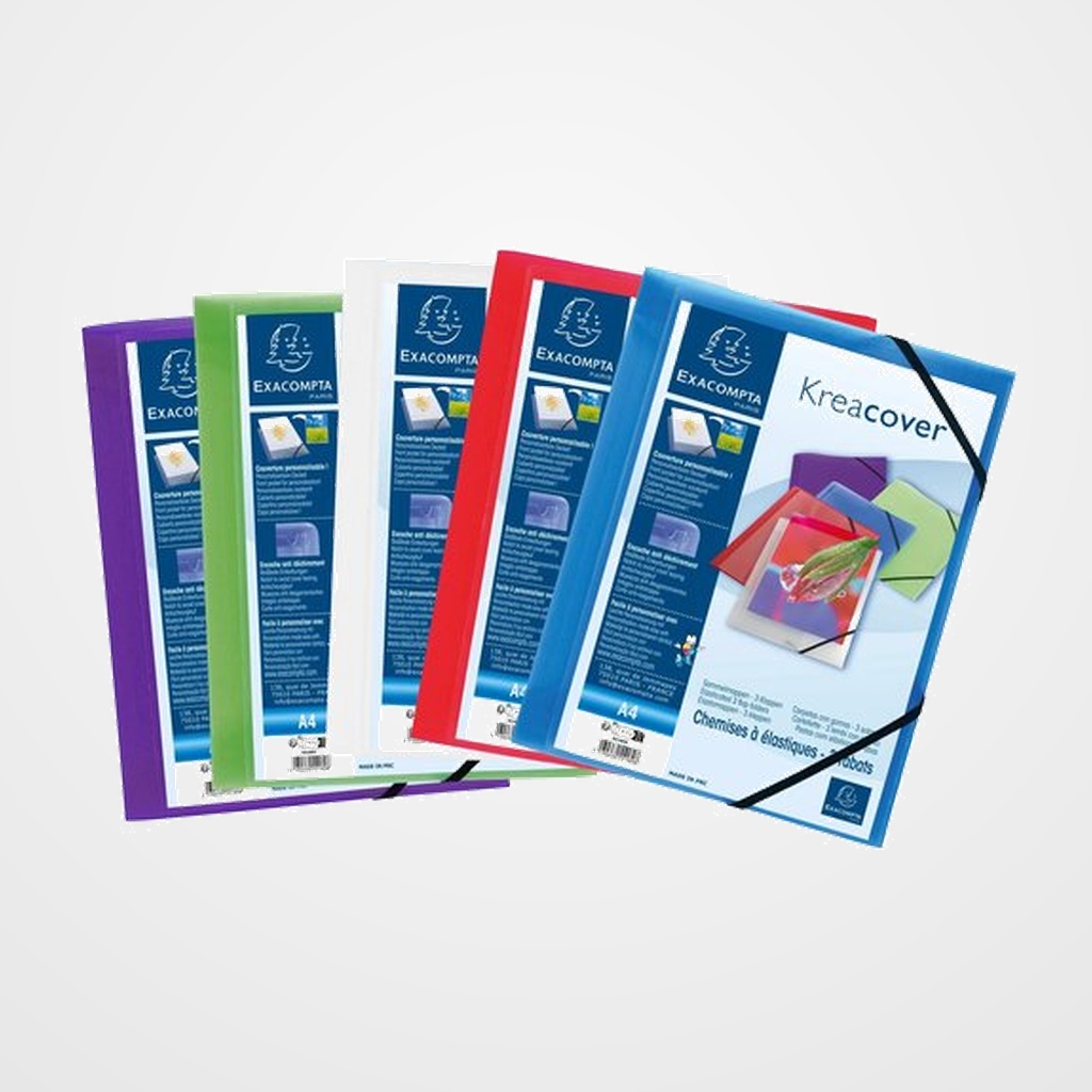 CARPETA de GOMAS y SOLAPAS EXACOMPTA KREACOVER PP TRANSLUCIDO A4 SURTIDO (5 col.)