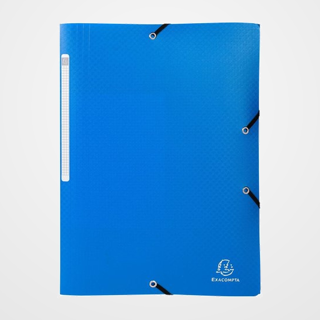 CARPETA de GOMAS y SOLAPAS EXACOMPTA PP OPACO A4 con ETIQUETA AZUL