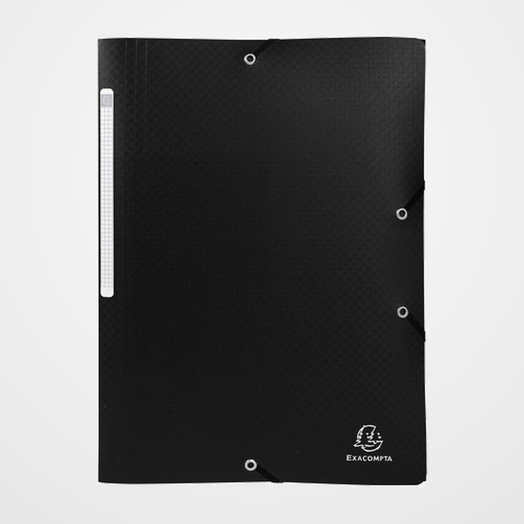 CARPETA de GOMAS y SOLAPAS EXACOMPTA PP OPACO A4 con ETIQUETA NEGRO