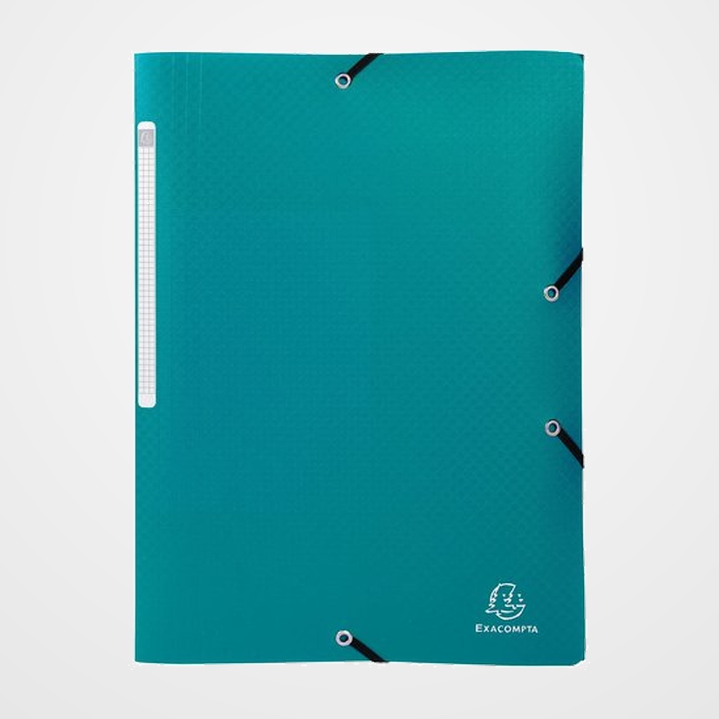CARPETA de GOMAS y SOLAPAS EXACOMPTA PP OPACO A4 con ETIQUETA VERDE OSCURO