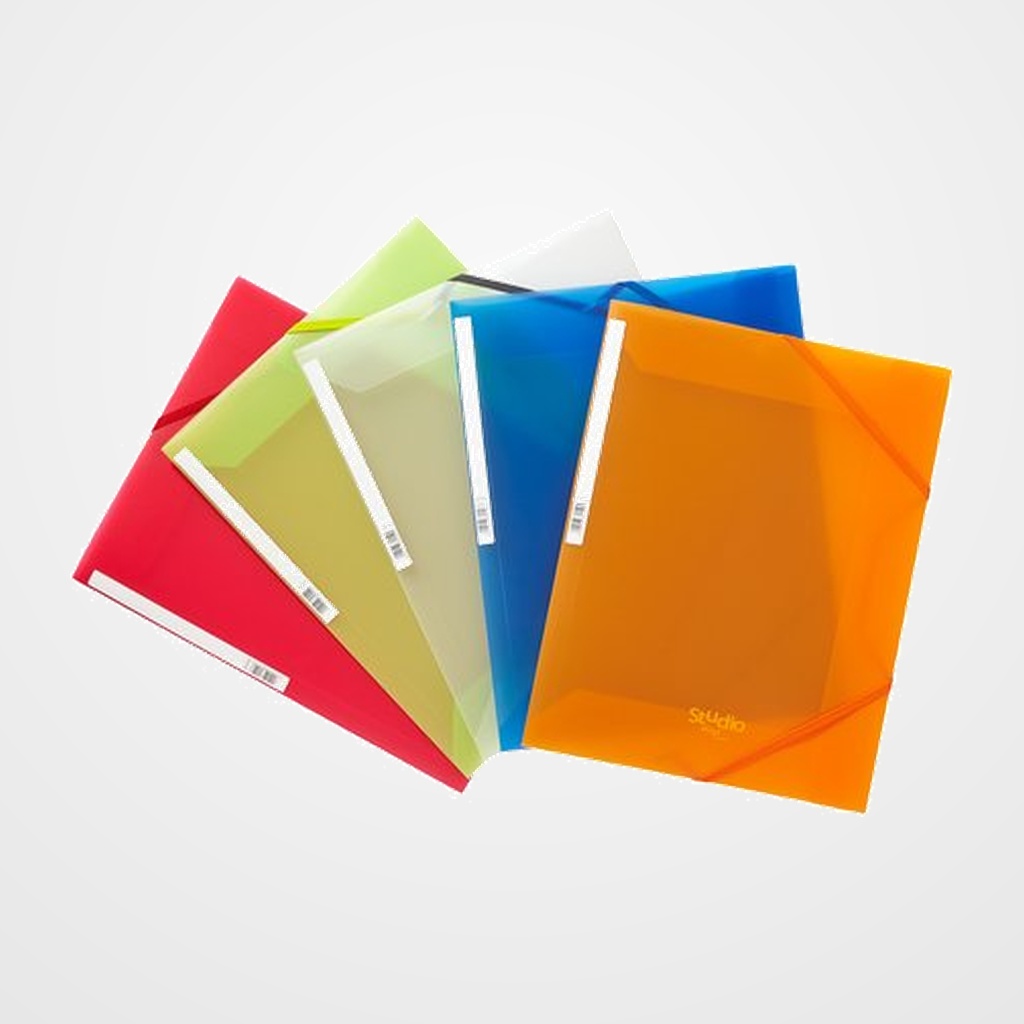 CARPETA de GOMAS y SOLAPAS PARDO STUDIO STYLE PP TRASLUCIDO Fº NARANJA