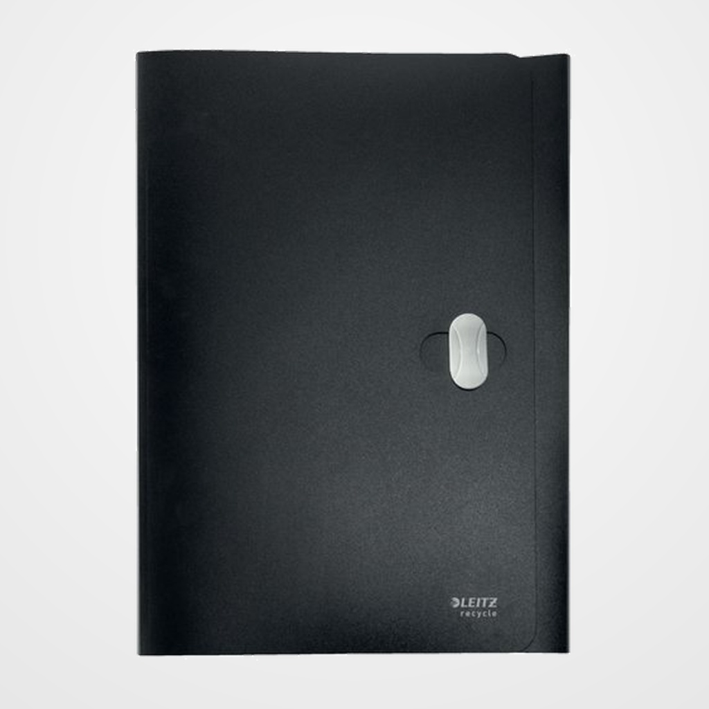 CARPETA LEITZ RECYC LE 3 SOLAPAS  PP CIERRE GIRATORIO NEGRO