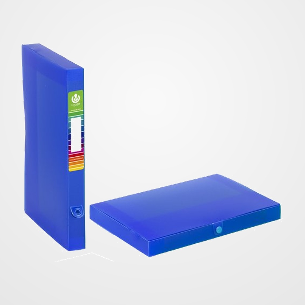 CARPETA de PROYECTOS CARCHIVO PP TRANS. A4 BROCHE y TIRADOR 5 cm AZUL