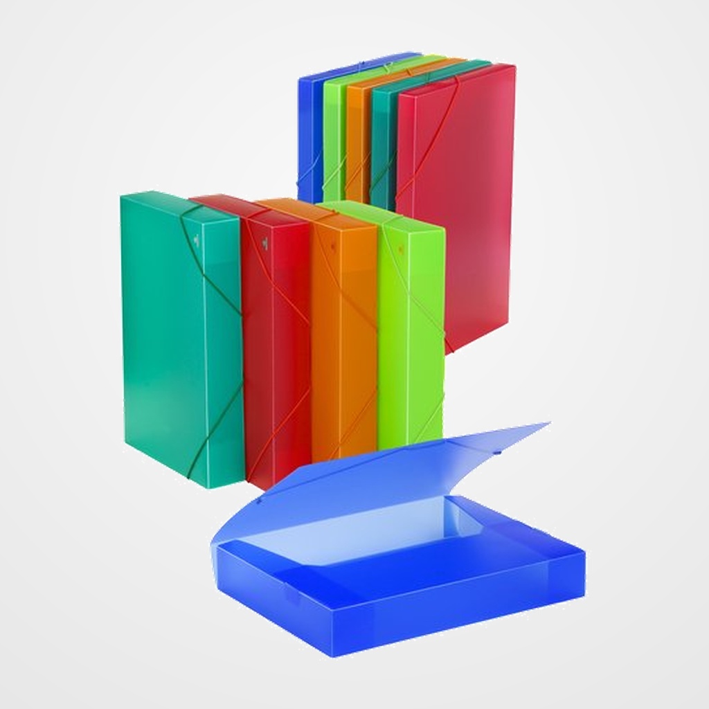 CARPETA de PROYECTOS CARCHIVO PP TRANS. A4 GOMAS 2,5 cm FLUOR 5 col.surt.