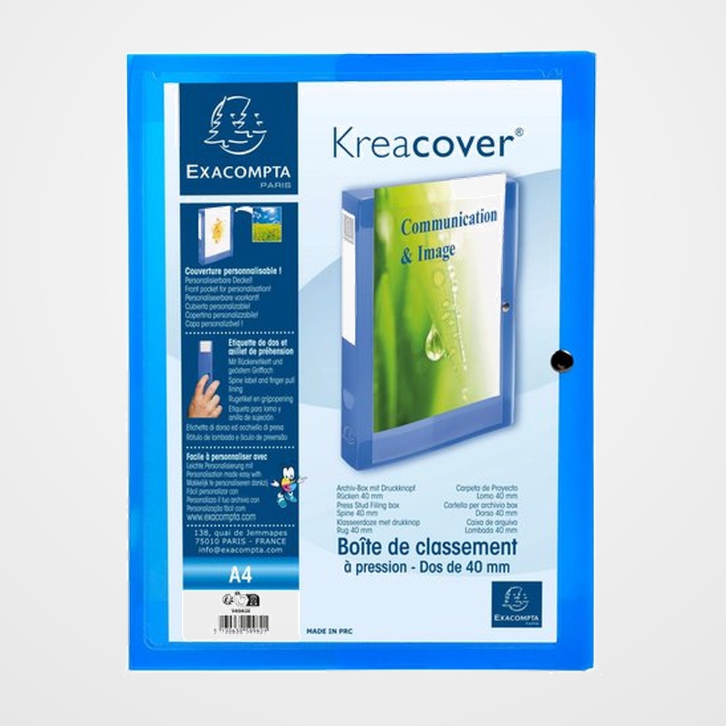 CARPETA de PROYECTOS EXACOMPTA EXABOX PP KREACOVER A4 4 cm AZUL