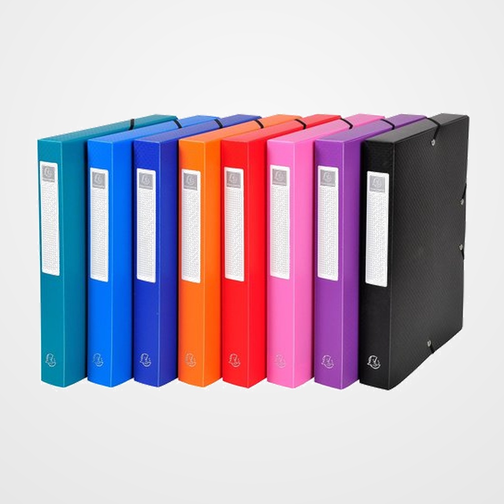 CARPETA de PROYECTOS EXACOMPTA EXABOX PP LISO OPACO A4 GOMAS  4 cm SURTIDO (8 col.)