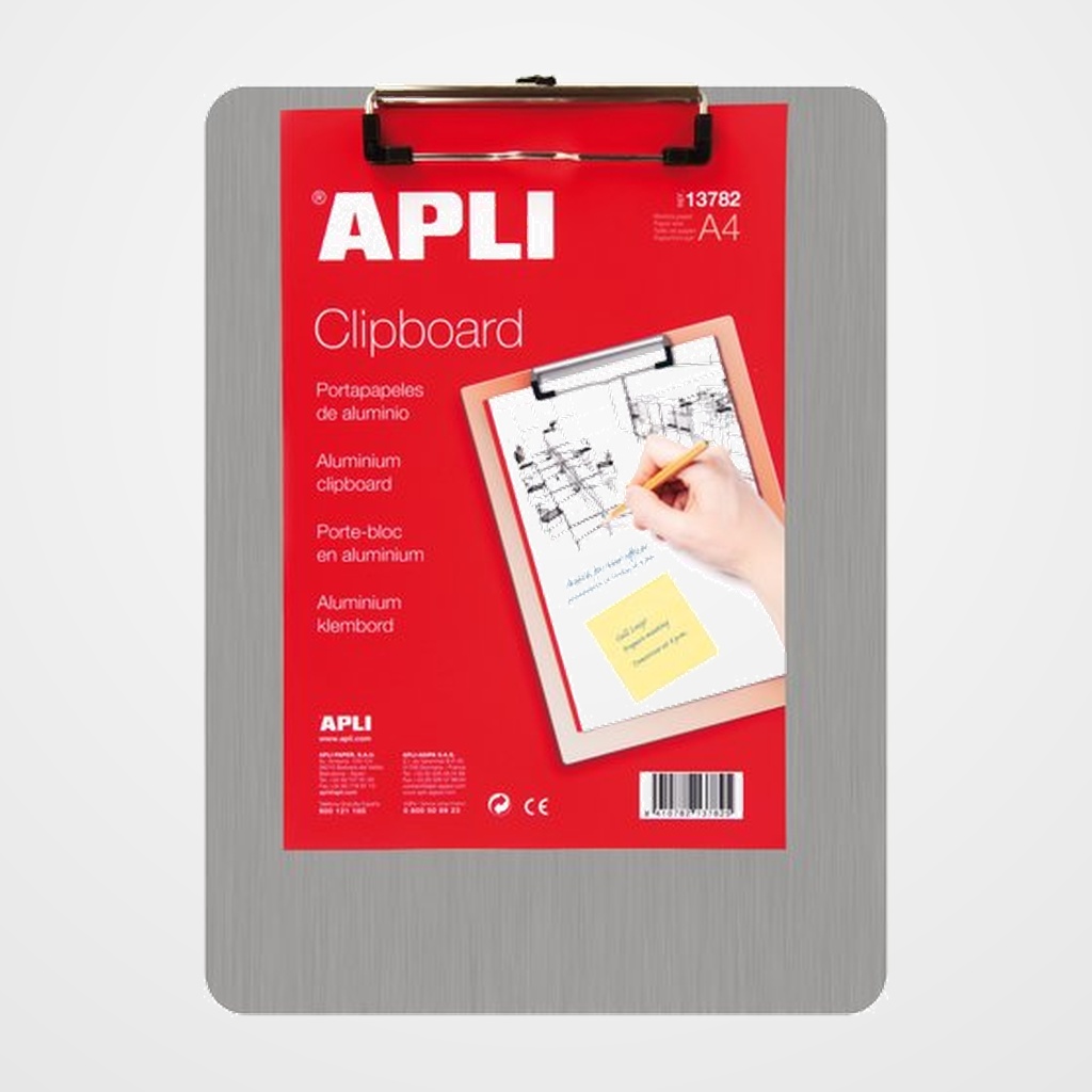 CARPETA con PINZA PORTABLOCS APLI ALUMINIO A4
