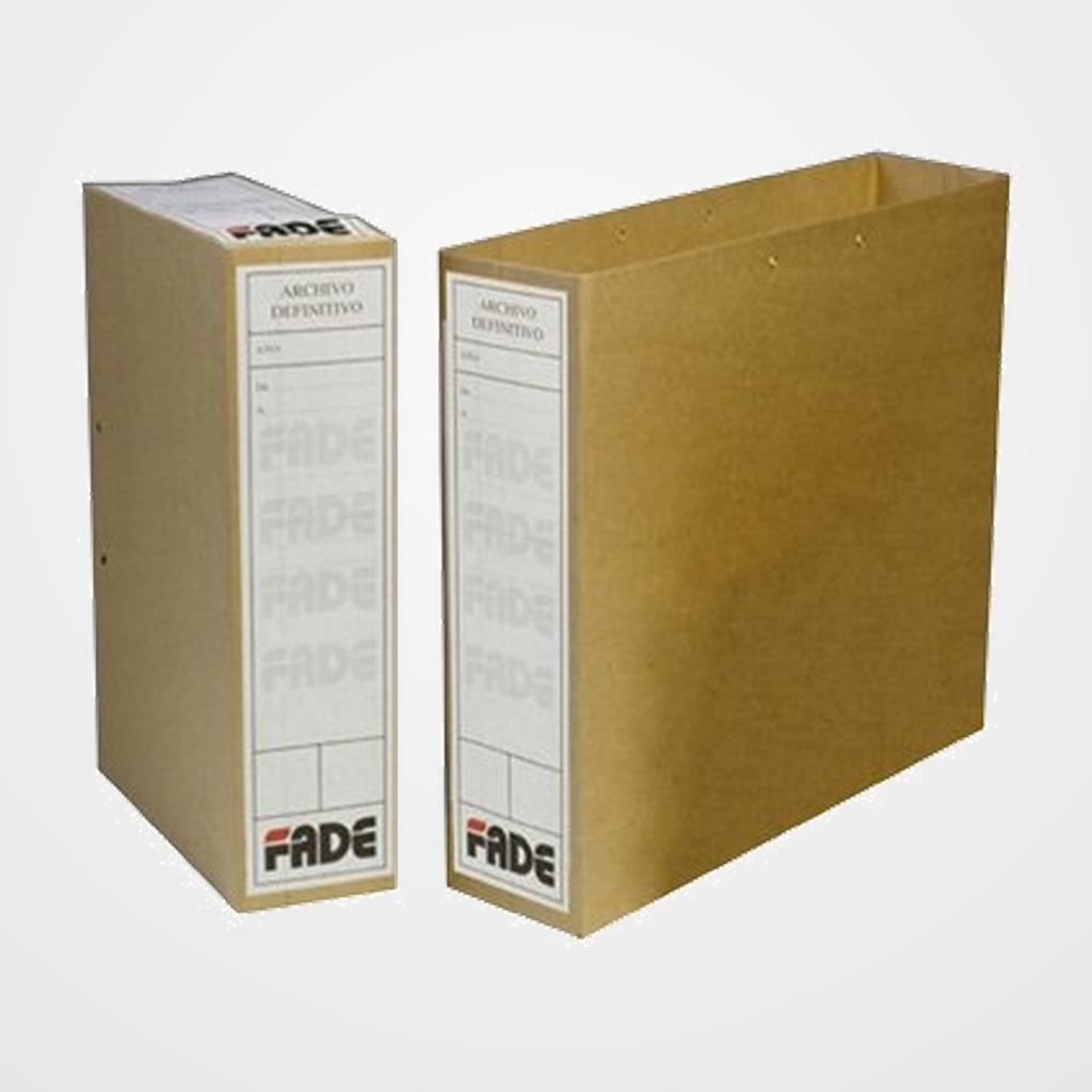 CAJA ARCHIVO DEFINITIVO FADE Fº 80mm KRAFT 250g con CINTAS de CIERRE (BAD001-000-00)