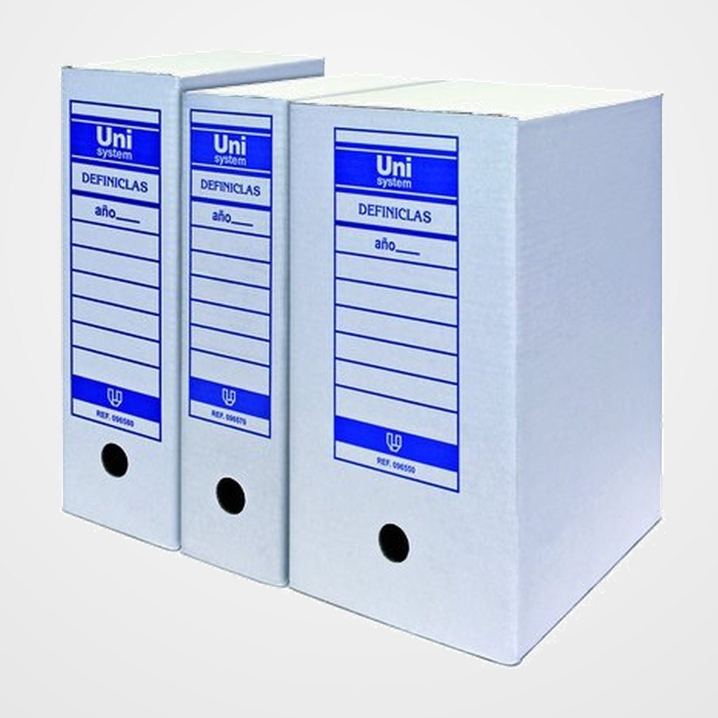 CAJA ARCHIVO DEFINITIVO UNISYSTEM DEFINICLAS CARTON Fº DOBLE (367x251x200mm)