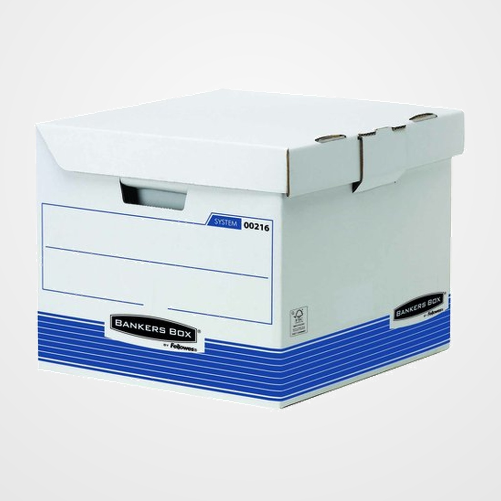 CONTENEDOR de ARCHIVOS FELLOWES BANKERS BOX 370x350x293mm AZUL CON TAPA FIJA para 4 archivadores tamaño  A4