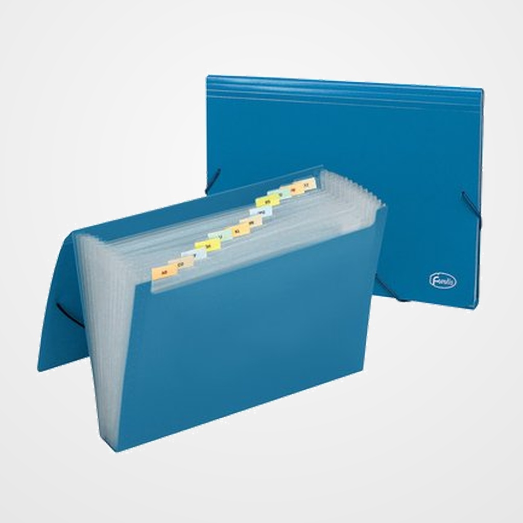 CLASIFICADOR ACORDEON FOROFIS PP OPACO A4 12 DPTOS. GOMAS AZUL