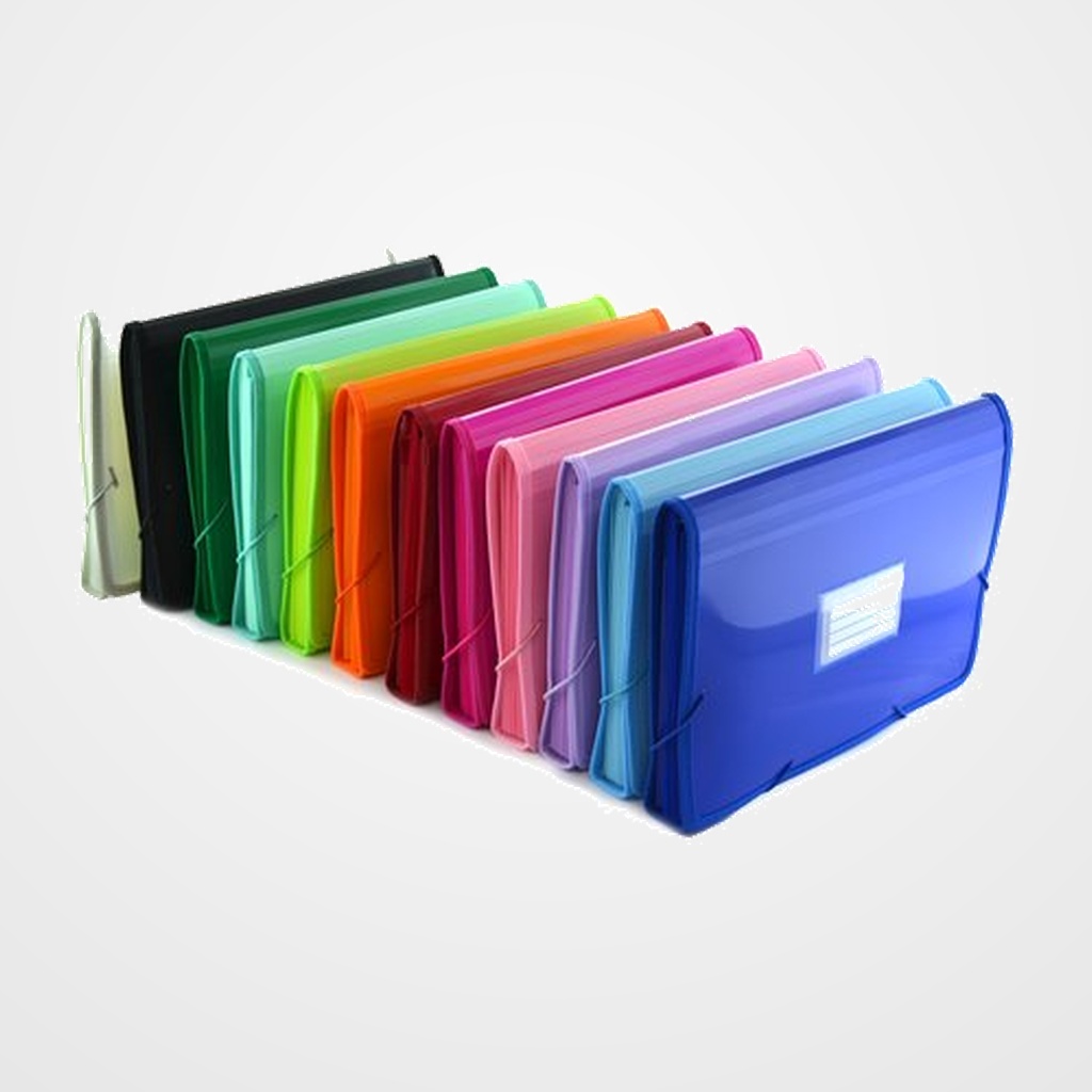 CLASIFICADOR ACORDEON OFFICE BOX PP COLORLINE 335x240mm 12 DPTOS.RIBETE y GOMAS