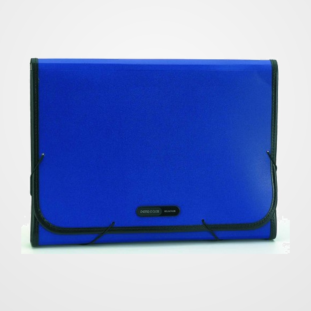 CLASIFICADOR ACORDEON DATABANK PP OPACO A4 12 DPTOS.RIBETE y GOMAS AZUL