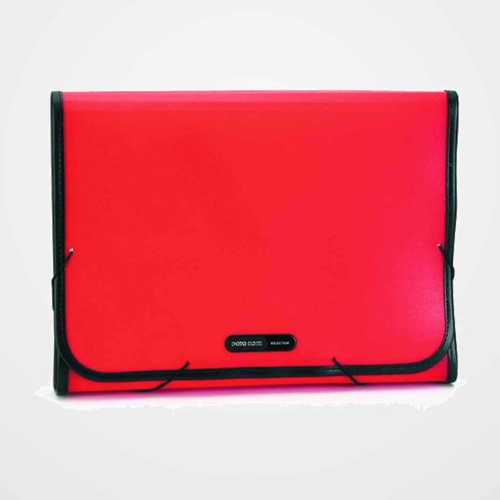 CLASIFICADOR ACORDEON DATABANK PP OPACO A4 12 DPTOS.RIBETE y GOMAS ROJO