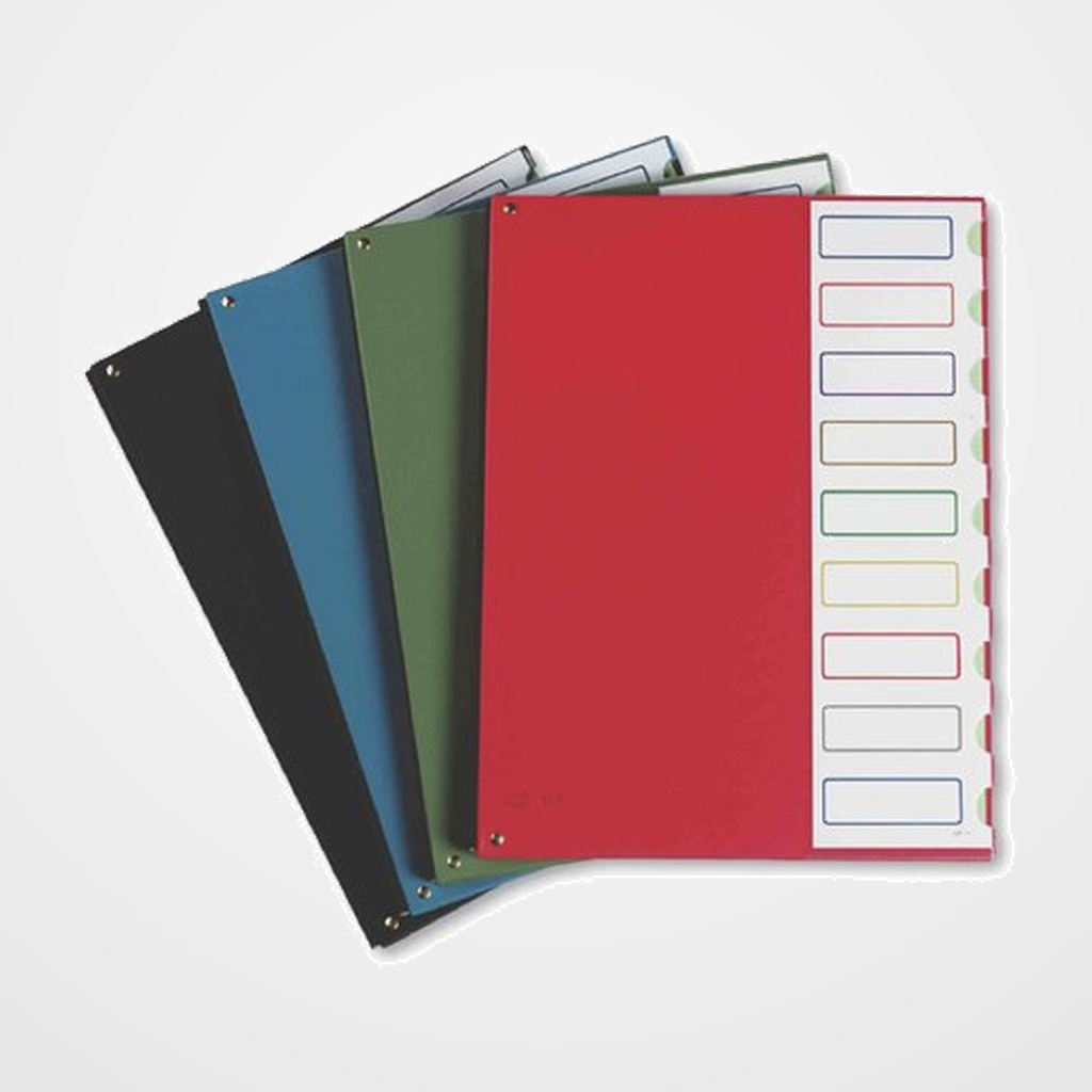 CLASIFICADOR lomo FUELLE PARDO PVC Fº 9 DPTOS.GOMAS y TARJ.AZUL