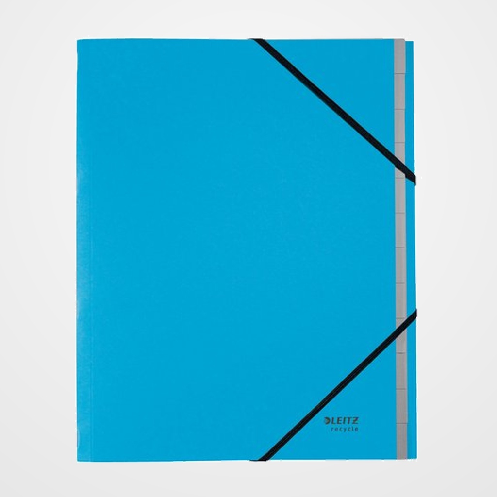 CARPETA CLASIFICADORA LEITZ RECYCLE CARTON A4 12 SEPARAD.con GOMAS AZUL