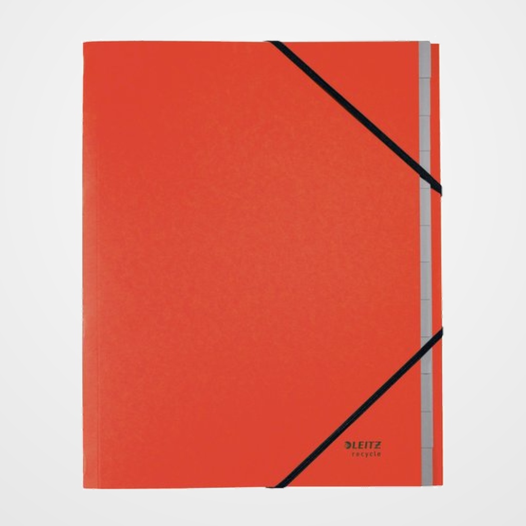 CARPETA CLASIFICADORA LEITZ RECYCLE CARTON A4 12 SEPARAD.con GOMAS ROJO