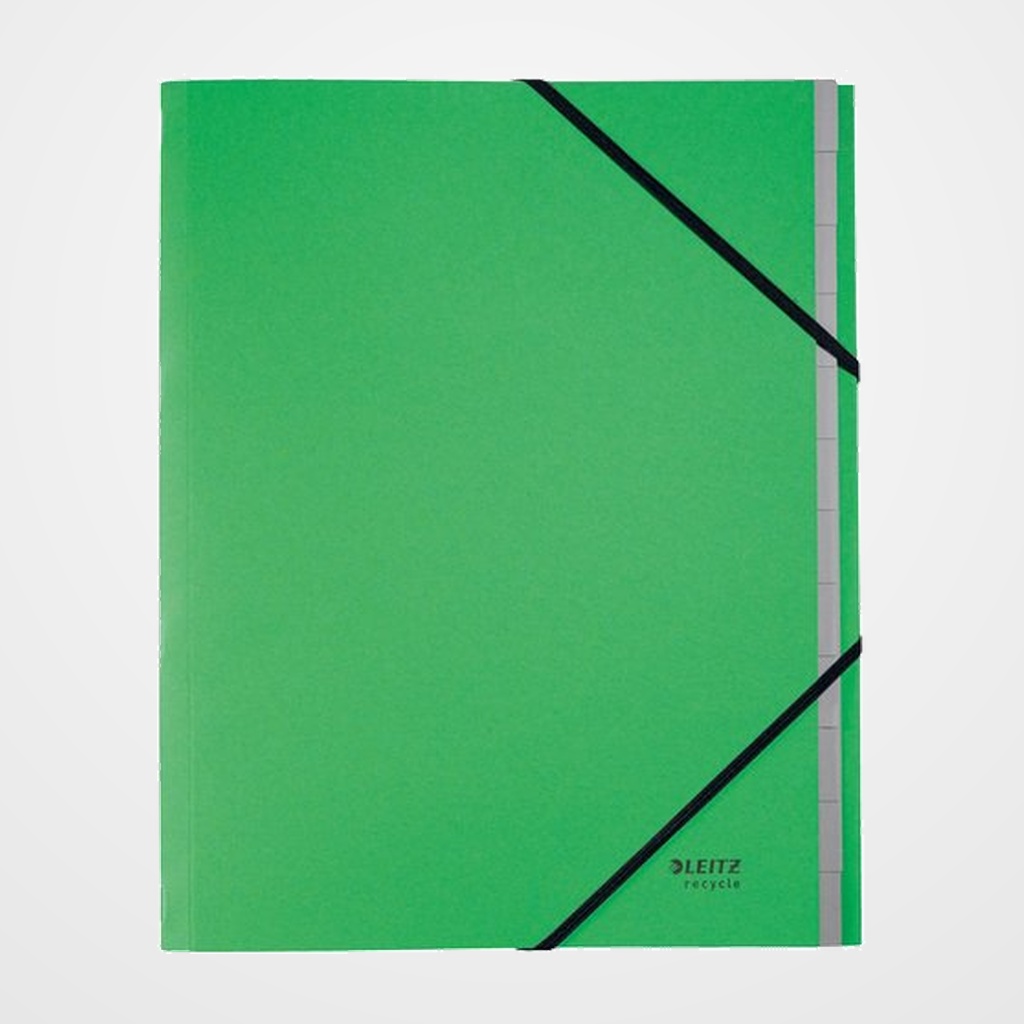 CARPETA CLASIFICADORA LEITZ RECYCLE CARTON A4 12 SEPARAD.con GOMAS VERDE