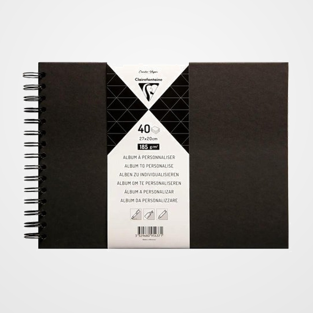 ALBUM de FOTOS CLAIREFONTAINE DIY NEGRO tapa DURA 27x20 cm 40h 185g