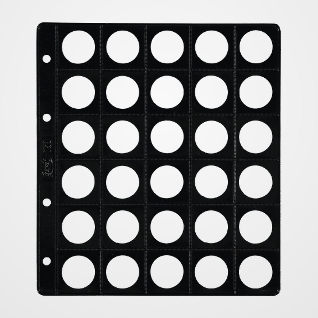 FUNDA para ALBUM de MONEDAS PARDO con ALMA OPACA NEGRA Ø 25mm 30 aloj.