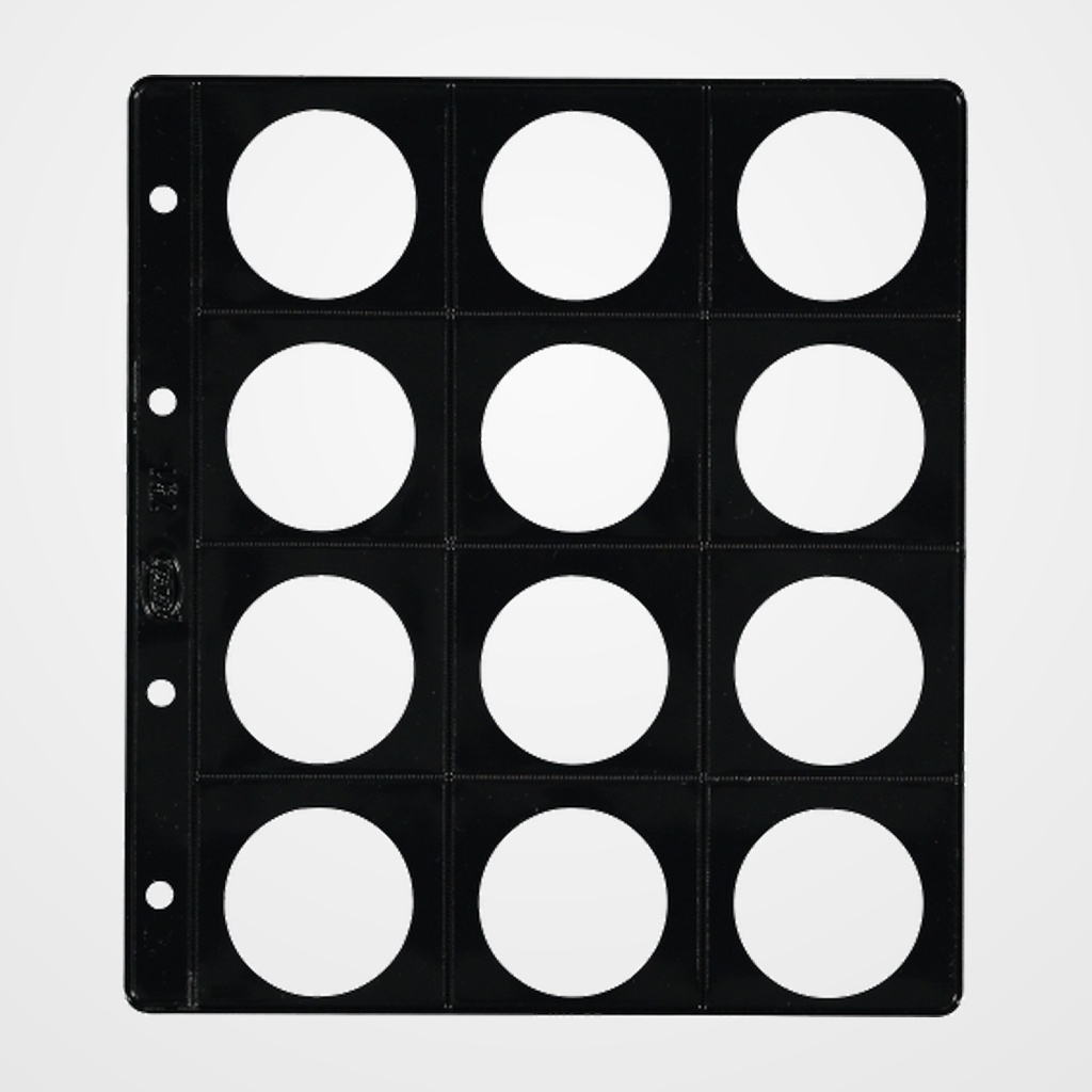 FUNDA para ALBUM de MONEDAS PARDO con ALMA OPACA NEGRA Ø 42mm 12 aloj.