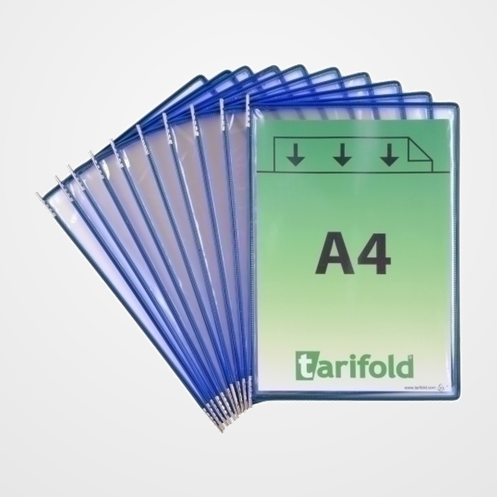 FUNDA TARIFOLD CON PIVOTES A4 con MARCO AZUL PAQUETE de 10