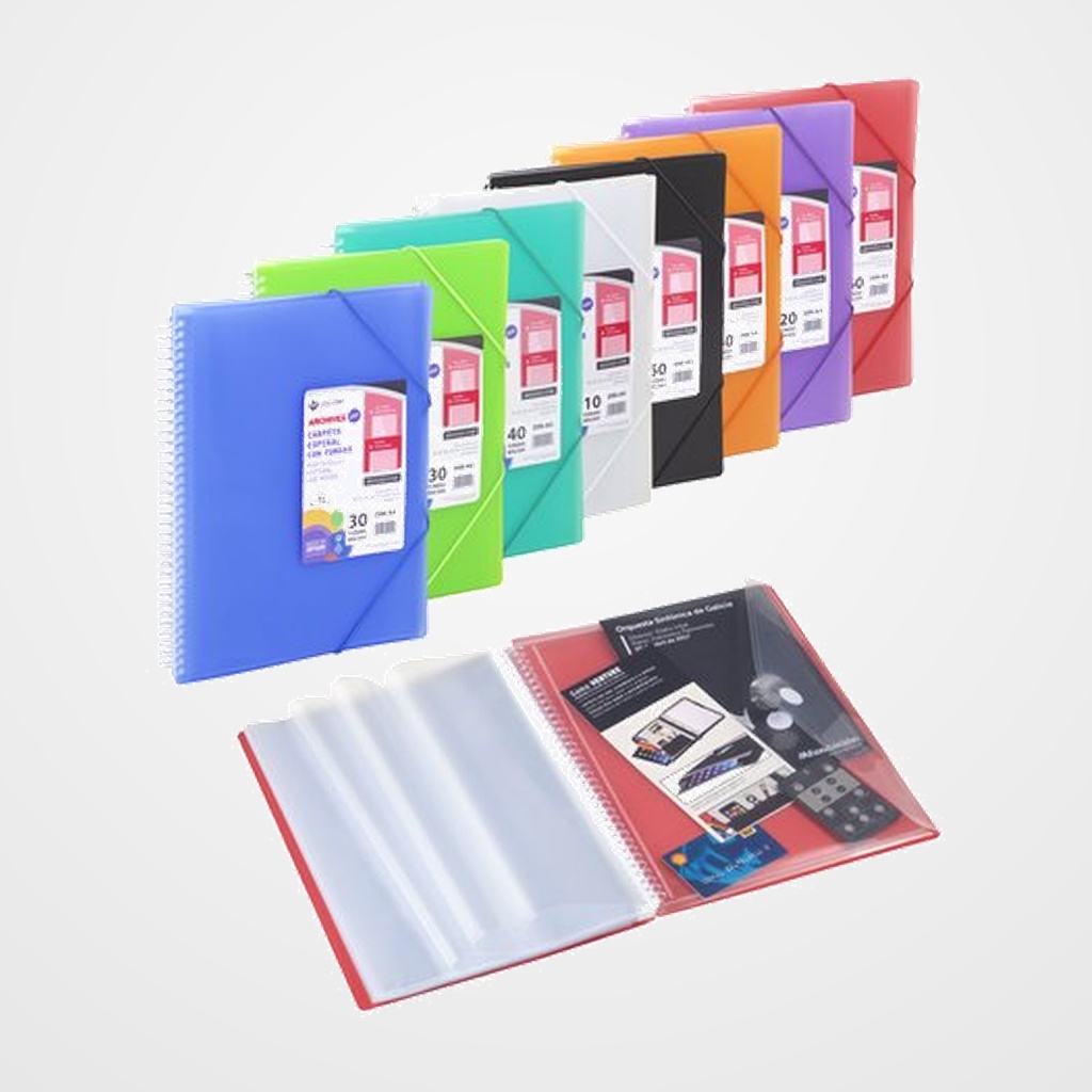 CARPETA FUNDAS (TARIFARIO) CARCHIVO ARCHIVEX-STAR ESPIRAL PP A4 con GOMA 40 F. VERDE CLARO