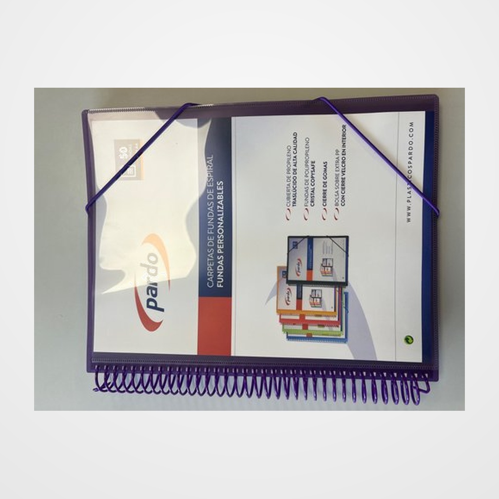 CARPETA FUNDAS (TARIFARIO) PARDO STUDIO STYLE ESPIRAL PP A4 30 F. MORADO