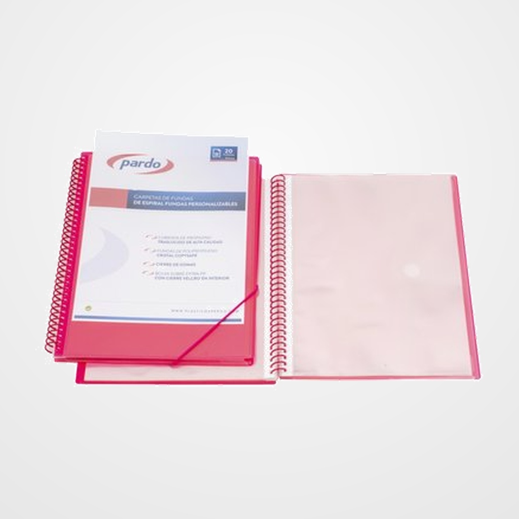 CARPETA FUNDAS (TARIFARIO) PARDO STUDIO STYLE ESPIRAL PP A4 30 F. ROSA