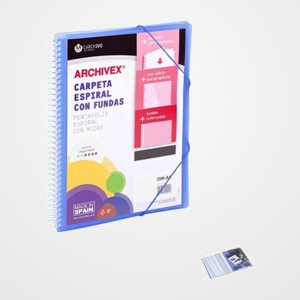 CARPETA FUNDAS (TARIFARIO) CARCHIVO ESPIRAL PP ARCHIVEX-STAR CANGURO A4 80 F. AZUL