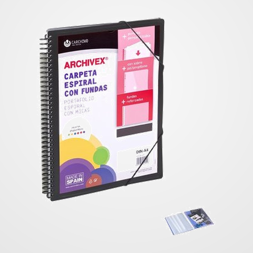 CARPETA FUNDAS (TARIFARIO) CARCHIVO ESPIRAL PP ARCHIVEX-STAR CANGURO A4 80 F. NEGRO