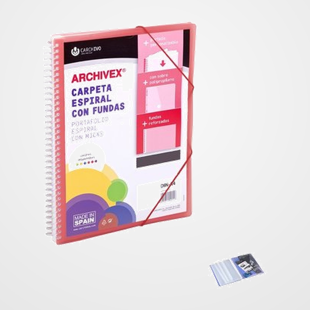 CARPETA FUNDAS (TARIFARIO) CARCHIVO ESPIRAL PP ARCHIVEX-STAR CANGURO A4 80 F. ROJO